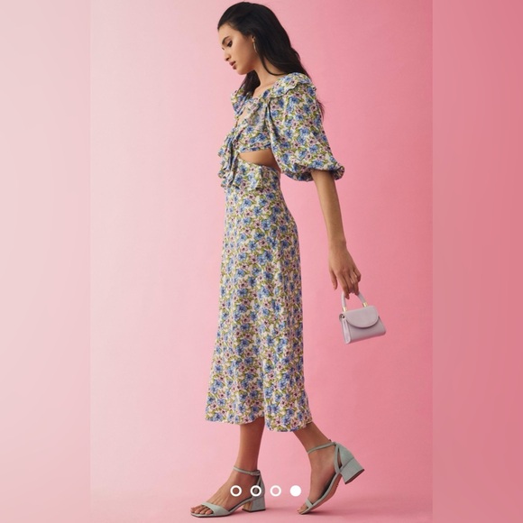 S O L D. Nobody's Child Puff-Sleeve Cutout Dress size 8 - Picture 6 of 12